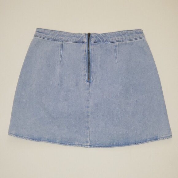PacSun Scalloped Denim Mini Skirt Women’s Size 26 Light Wash Blue Denim Back Zip - Picture 12 of 14